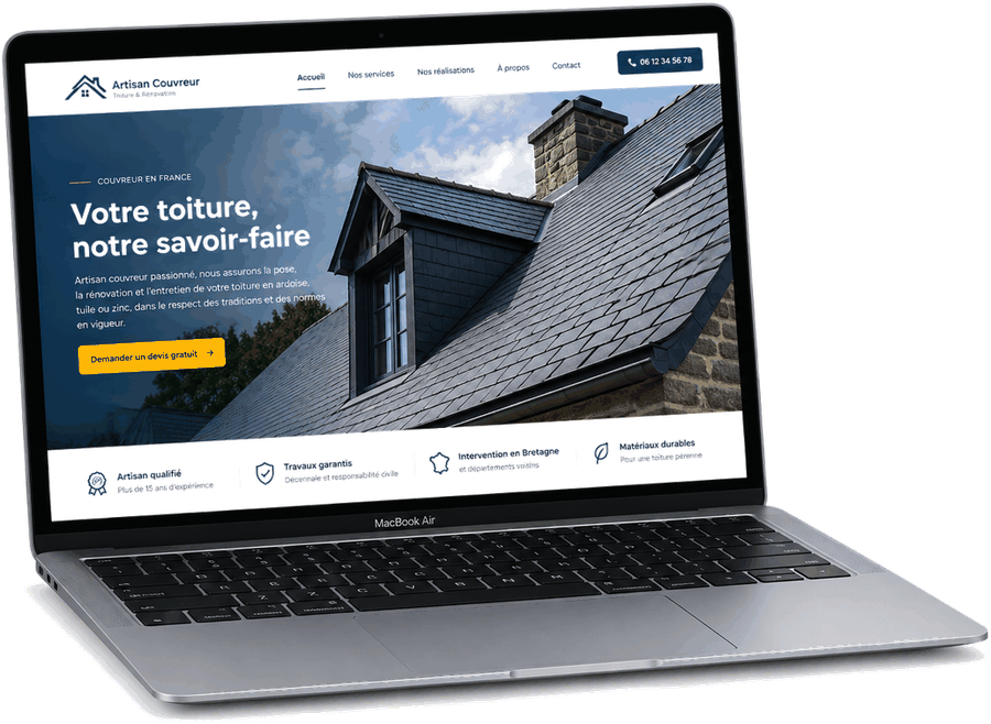 Site artisan Allianweb sur ordinateur