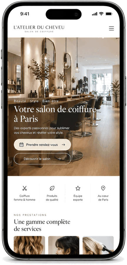 Site coiffeur Allianweb sur smartphone